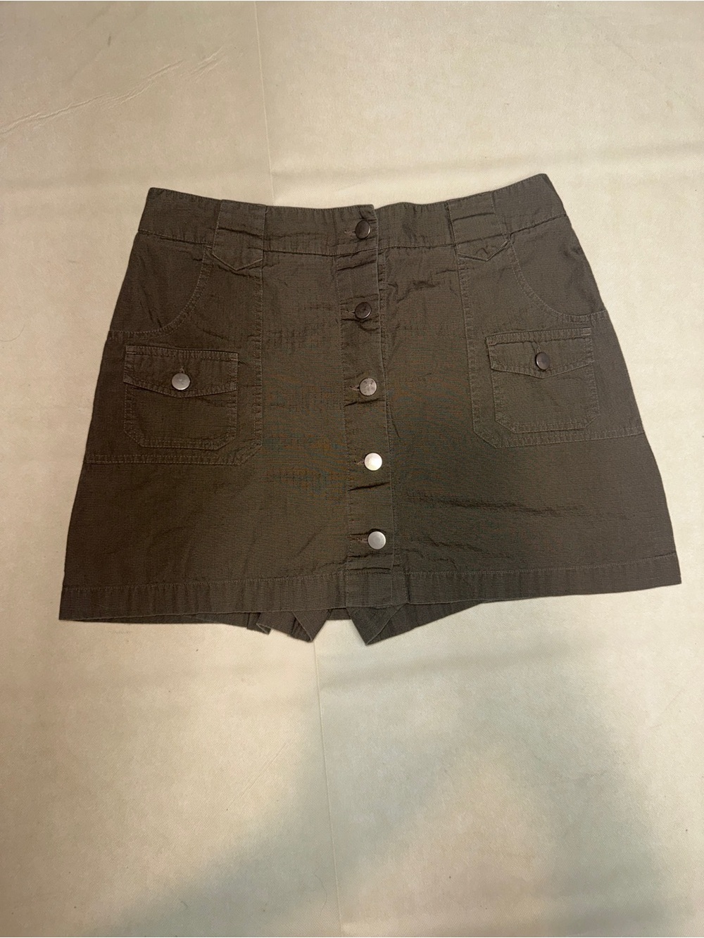 Button-Front Black Utility Skort